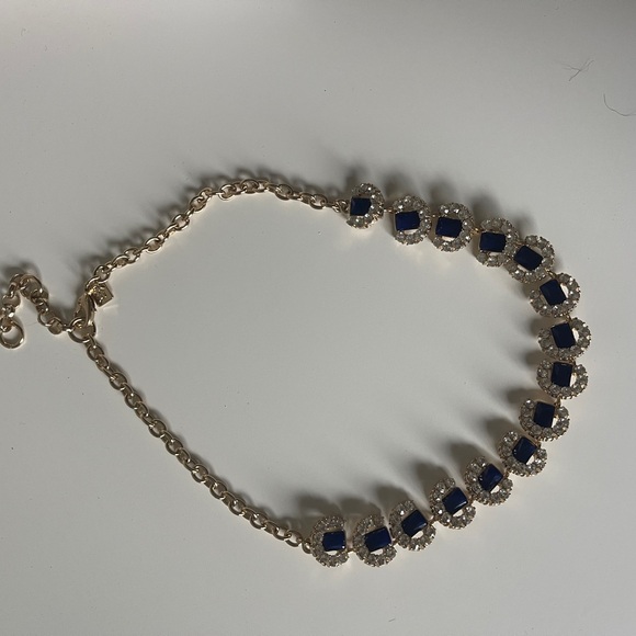 J. Crew Gold Statement Necklace with Blue and White Stones - Picture 5 of 5